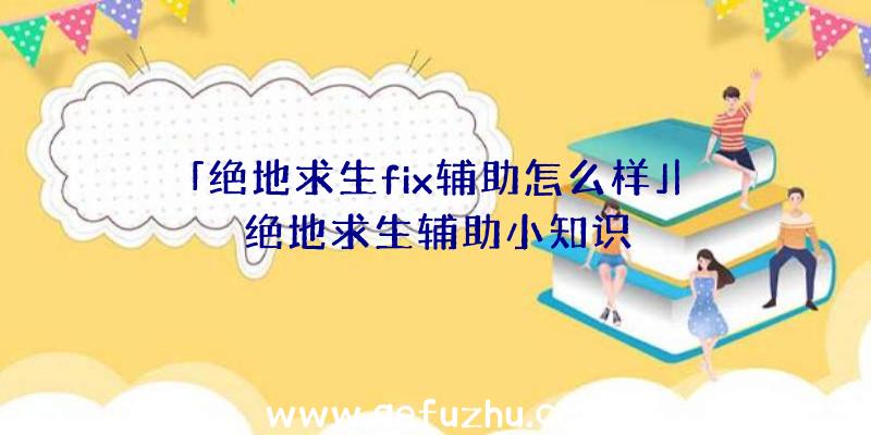 「绝地求生fix辅助怎么样」|绝地求生辅助小知识